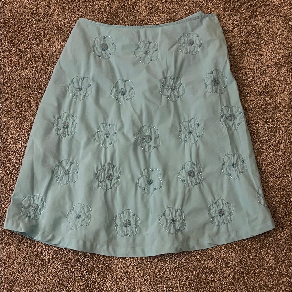 Rampage Teal Floral A-Line Skirt